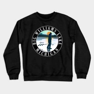 Big Williams Lake Ice Fishing Michigan Sunset Crewneck Sweatshirt